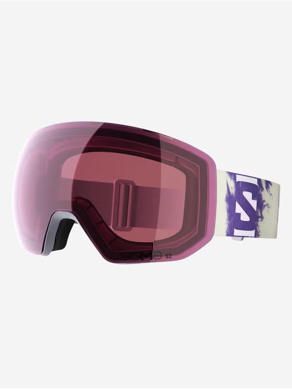 Salomon Pink Ski Goggles with Purple/White Strap